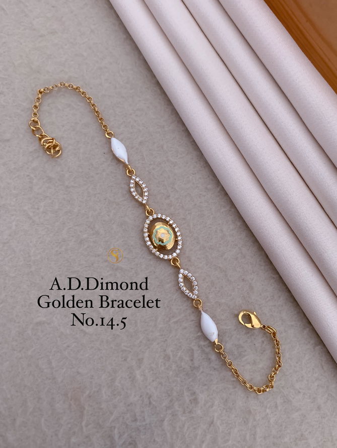 6 AD Designer Diamond Golden Fancy Bracelets Wholesale Price In Surat
